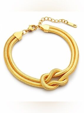 Stainless Steel Gold Knot Multi-Strand Bracelet - Women Jewelry